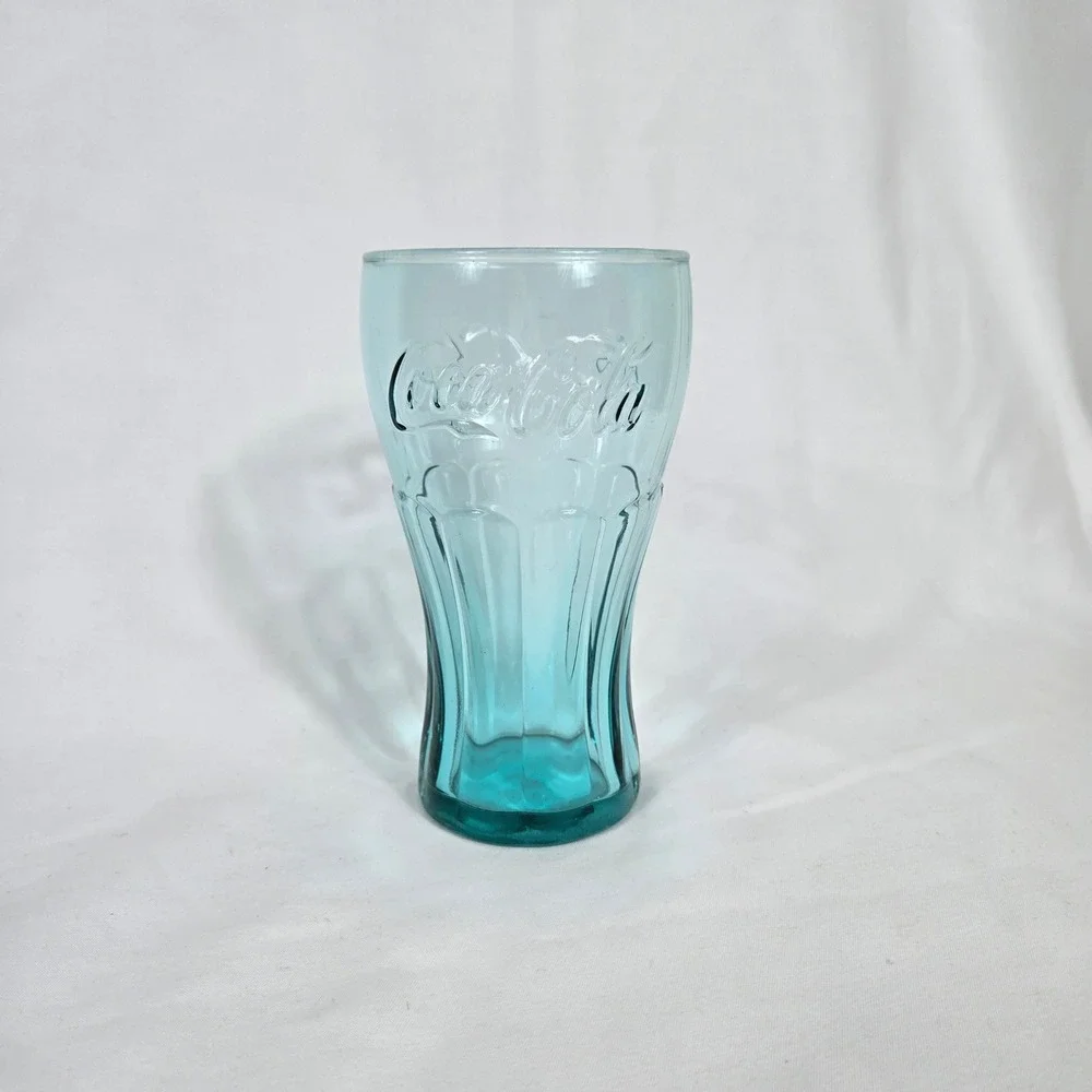 Coca-Cola Aqua Blue Embossed Script 6